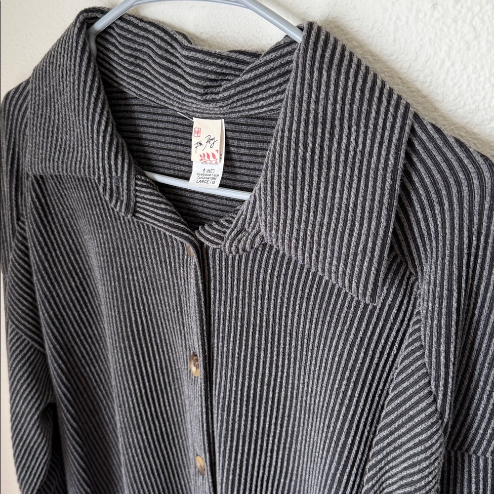 7th Ray Dark Gray Shacket Button Down - image 7
